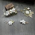 thumbnail image 2 of GROFRY Charming 4Pcs Hair Pins Set Charming Exquisite Alloy Fake Pearl Crystal Leaf Flower Bride Hair Clip for Wedding, 2 of 8