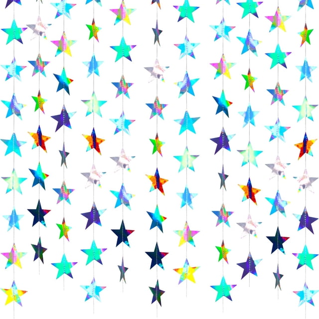 Guirnalda holográfica con forma de guirnalda con forma de estrella con purpurina, rótula, 40 m