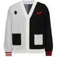 thumbnail image 2 of Black White Cardigan Sweater Unisex Knitted Jacket Warm Coat for Halloween, 2 of 8
