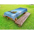 thumbnail image 1 of Island Outdoor Tablecloth, Photo of Tropic Islands in the Pacific Sea with Vivid Sky View Peaceful Idyllic, Decorative Washable Fabric Picnic Table Cloth, 58 X 84 Inches,Blue White, by Ambesonne, 1 of 2