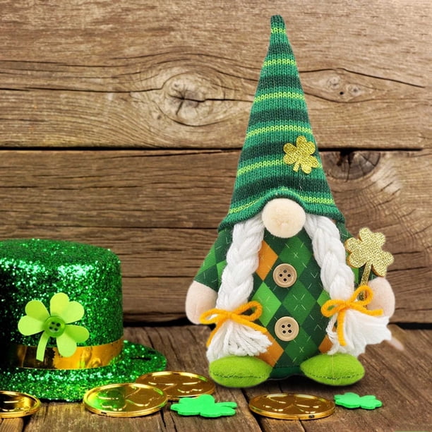 Decoración de muñeco enano del Día de San Patricio, adorno de festival irlandés, adorno de duende, muñeco enano