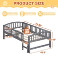 thumbnail image 6 of PORKISS Kids Twin Bed Frame with Guardrails, Wood Twin Platform Bed with Built-in Step, 10 Wood Slats Support, No Box Spring Needed, 400 lbs Capacity, Twin Bed for Boys Girls Bedroom, Gray A, 6 of 11