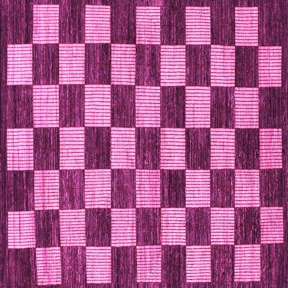 Ahgly Company Indoor Square Checkered Pink Modern Area Rugs, 3' Square