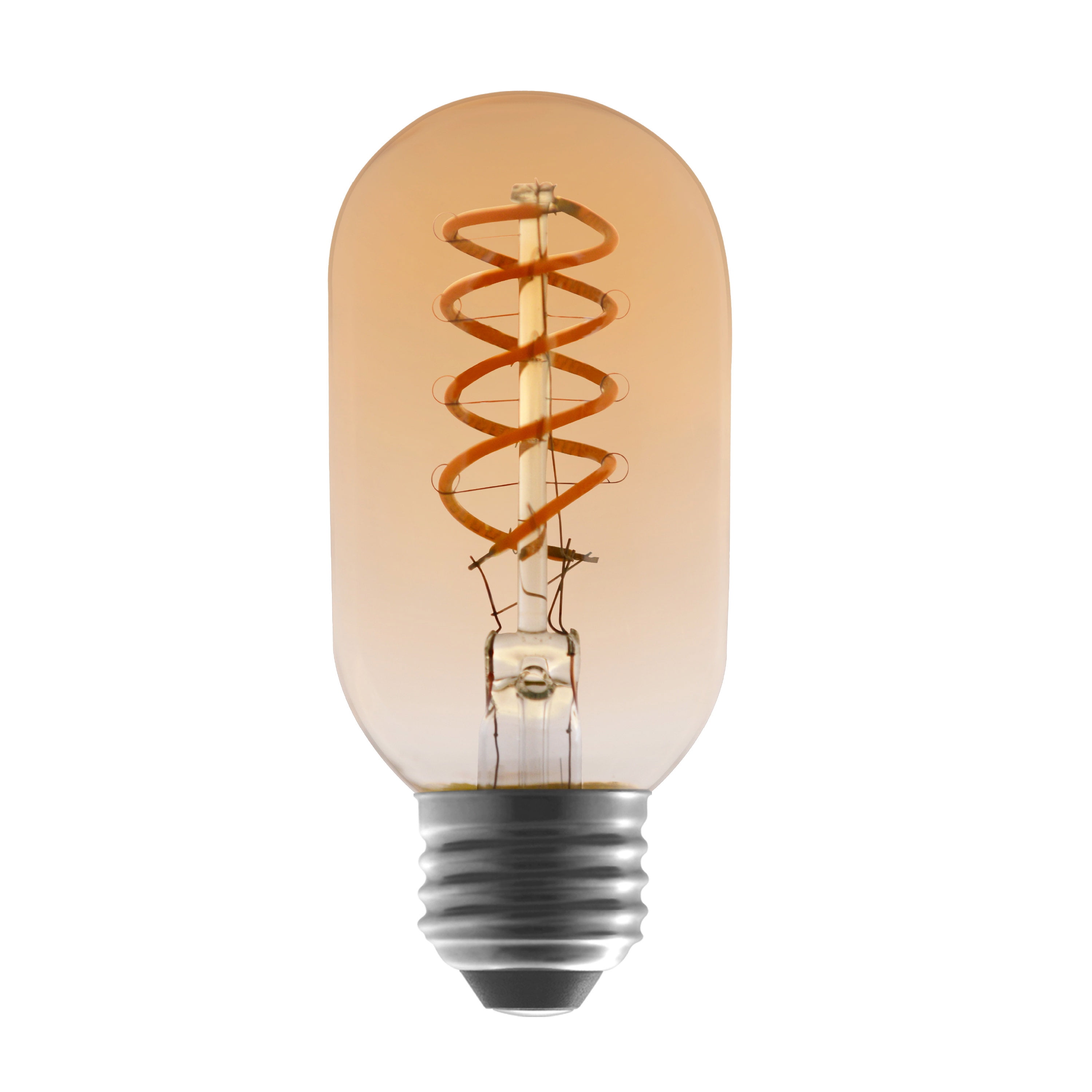 (4 pack) Better Homes & Gardens LED Vintage Light Bulb, T45 40 Watts Amber Spiral Filament, E26, Dim 2 Pack