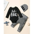 thumbnail image 2 of Newborn Baby Boy Clothes Letter Print Long Sleeve + Pants + Hat 3Pcs Cute Baby Boy Outfits, 2 of 9