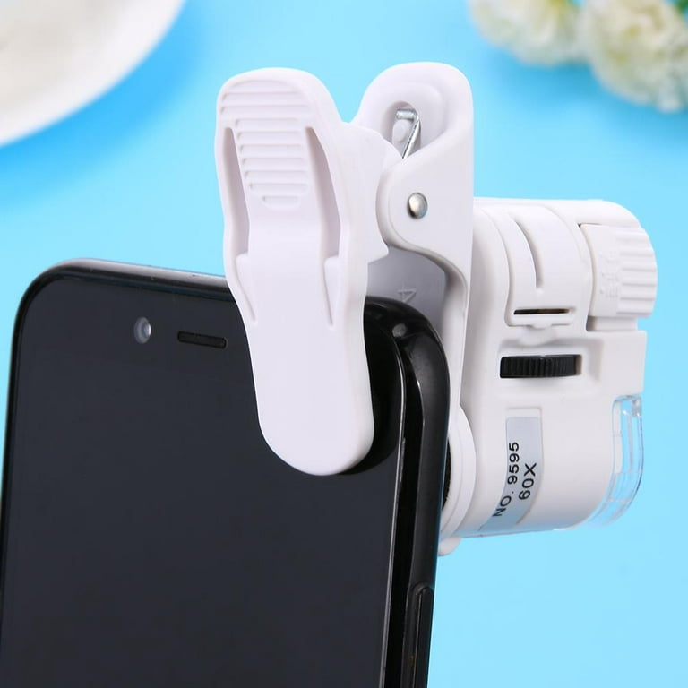 60X/100X Phone Magnifying Glass LED Light Camera Clip Magnifier