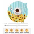 thumbnail image 6 of 13 Inch Round Placemats Set of 4, Sunflower Non Slip Heat Insulation PP Table Mats, Yellow Summer Botanical Blue Striped Farmhouse Washable Place Mats for Kitchen Dining Party Table Decor, 6 of 7