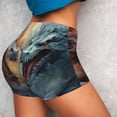 thumbnail image 2 of KLL White And Red Storm Dragon Pattern Workout Shorts for Women Scrunch Short Gym Yoga Running Sport Active Exercise Fitness Shorts, 2 of 5