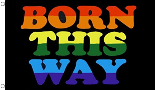 QIFEIHA Born This Way Gay Pride Rainbow Flag 3x5 Feet Banner Flag