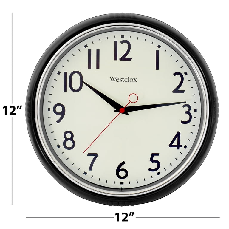 Westclox 12” Black Retro Analog Quartz Accurate Wall Clock with