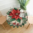 thumbnail image 2 of Christmas Flowers Round Tablecloth 60 Inch Washable Reusable Decoration Table Cover for Kitchen Party, 2 of 6