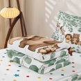 thumbnail image 5 of Manfei Jungle Giraffe Lion Zipper Twin Comforter Sets with Fitted Sheet and 2 Pillowcases, Waterclor Spring Leaf Zipper Bedding Set, White Green, Polkadot Reversible, 4pcs, 5 of 7