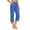 Sky Blue, variant on Ladies' Cotton Linen Seven Quarter Pants High Waist Casual Solid Color