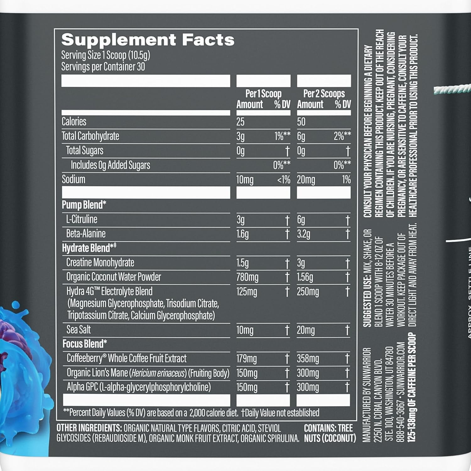 Sunwarrior Active Pre-Workout Powder for Men & Women, Raspberry Pineapple, 315g (30 Servings)