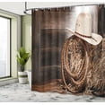 thumbnail image 4 of Ambesonne Western Shower Curtain, Wooden Folk Robe Hat, 69"Wx84"L, Brown Beige, 4 of 4