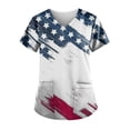 thumbnail image 1 of DTBPRQ American Flag Scrubs Tops for Women American Flag Short Sleeve Patriotic Shirts USA 4Th of July Medical Scrubs V Neck Casual Holiday Scrub Tops, 1 of 3