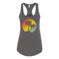 thumbnail image 2 of Two Coconut Palm Trees Beach Sunset | Womens Pop Culture Jersey Racerback Tank Top, Dark Grey, Medium, 2 of 4