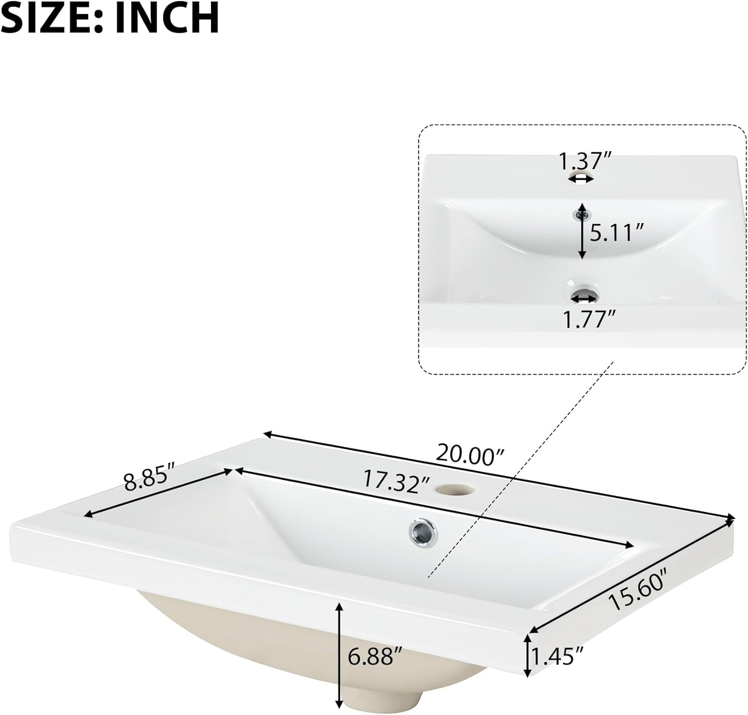 MIDODO 20" Small Bathroom Vanity with Sink, Modern  Wood Bathroom Cabinet with Paper Holder and Glass Door