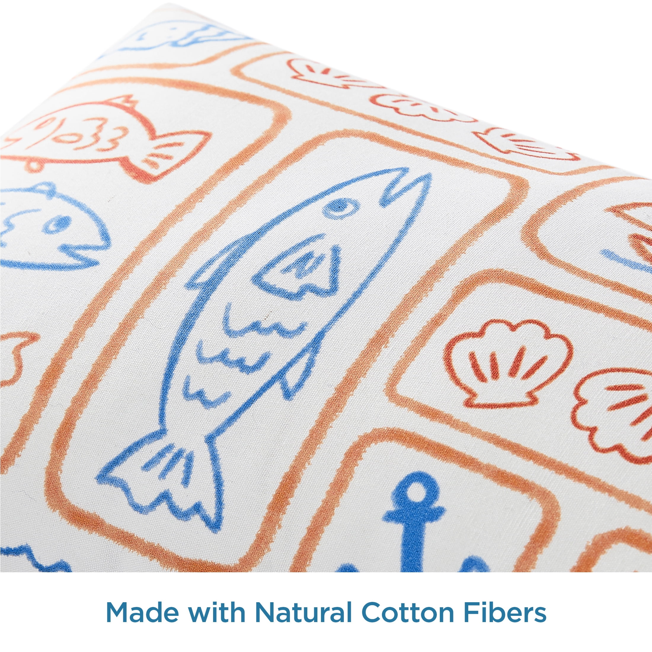 Coastal Living 12" x 20" Blue Fisherman 100% Cotton Decorative Throw Pillow for Couch or Bed
