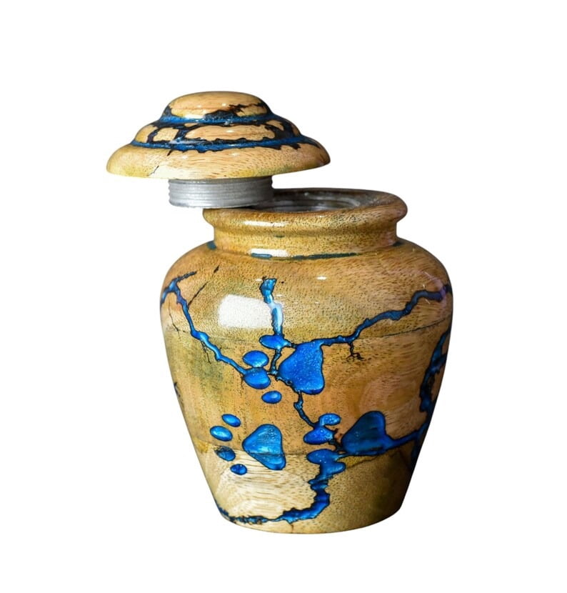 Cremation Urn For Pets Ashes - Wooden and Resin Urn Box For Dog Ashes Urn For Cats Ashes Urn - Handmade