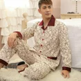 thumbnail image 2 of Conjunto de pijama de manga larga 100% algodón para hombre, cárdigan holgado de otoño/invierno, adecuado para hombres mayores de mediana edad, 2 of 5
