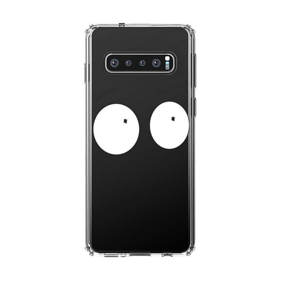 DistinctInk Clear Shockproof Hybrid Case for Samsung Galaxy S10  PLUS(6.4" Screen) - TPU Bumper, Acrylic Back, Tempered Glass Screen Protector - "Awh Jeez" Face