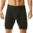 thumbnail image 2 of dgysar Anti-Chafing Men's Boxer Briefs Long Leg Milk Silk Breathable Underwear Moisture Wicking Athletic Support Trunks Black 4XL, 2 of 5