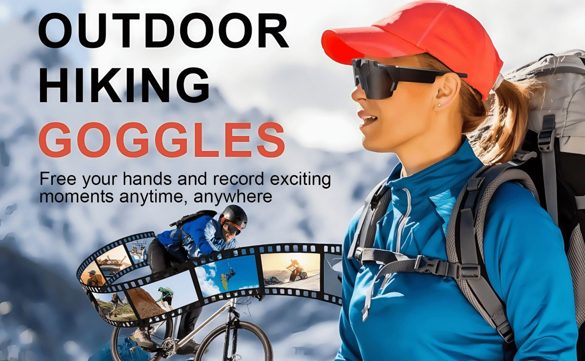 Smart Camera Glasses, Outdoor Sports HD Recording Video, Cycling Action Sunglasses, 64G ROM Wearable Audio take a Picture Wireless Photography Shooting VCR，Suitable for Men and Women (Black)