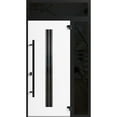 thumbnail image 4 of Front Exterior Prehung Steel Door / Ronex 1055 Teak / Side and Top Exterior Window Sidelite / Entry Metal Modern Painted W36+16" x H80+16" Left hand Inswing, 4 of 6