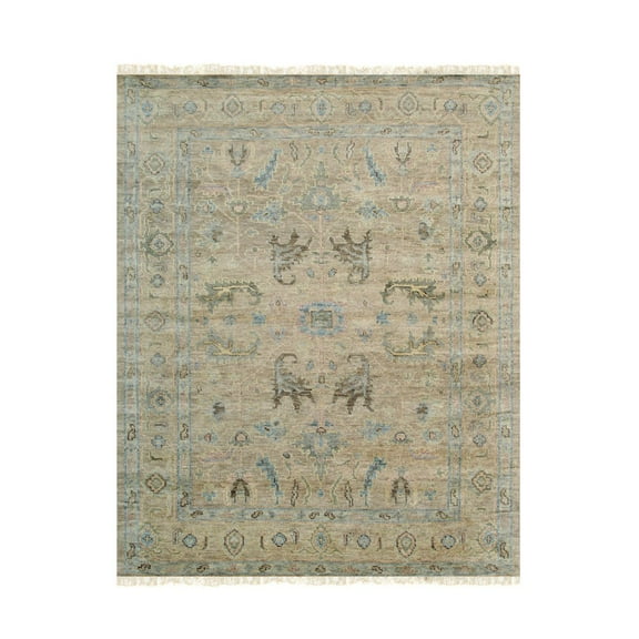 EORC Brown Hand Knotted Wool Classic Oushak Rug, 8' x 10'