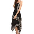 thumbnail image 4 of Sakkas Batik Corset Style Bodice Handkerchief Hem Dress - Black / White - One Size, 4 of 4
