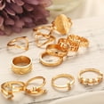 thumbnail image 3 of Vintage Geometric Ring Set Alloy Gems Inlay Jewelry, 3 of 8
