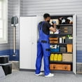 thumbnail image 2 of Metal Storage Cabinet with 2 Locking Doors and 5 Adjustable Shelves, 72" Garage Storage Cabinet Steel Lockable for Office,Home,Garage, 2 of 17
