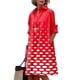 thumbnail image 1 of Vestido camisero Zhyaj para mujer, manga larga, con botones, rojo, 1 of 6
