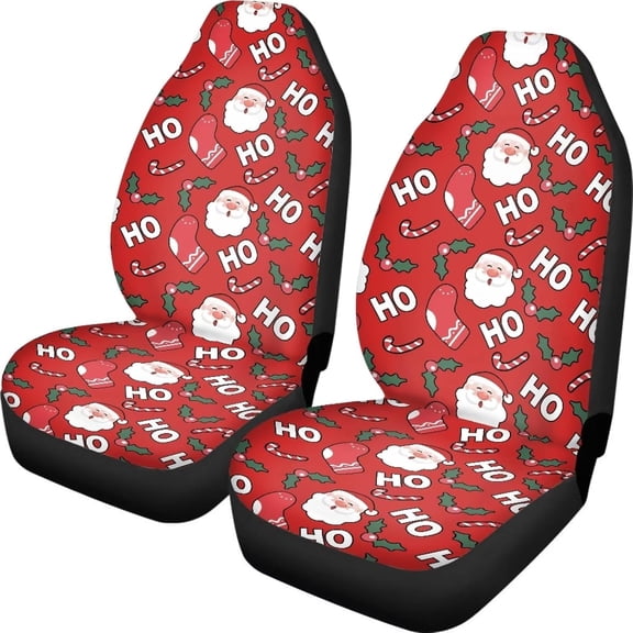 Verolix Mesh Fabric Car Seat Covers for Front Seats, 2-Pack Stretch Fit Auto Seat Protectors, Red Christmas Holiday Print Seat Covers for SUV, Truck, Sedan, Van