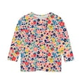 thumbnail image 4 of Spazoro Toddler Girls 3/4 Sleeve Shirts, Floral Print Spring and Fall Round Neck Casual Fashionable Tops for Girls Multicolor Size 3-4T, 4 of 5