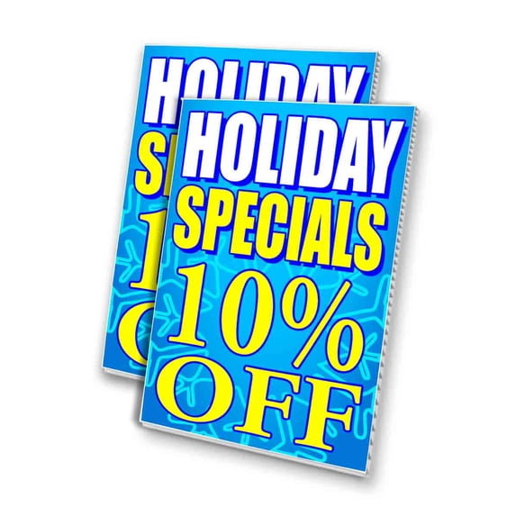 Holiday Specials 10 Percent Off (24" X 36") 4mm Corrugated Plastic Panel, Graphics Applied To 1 Side (Pk of 2)