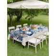 thumbnail image 3 of Outdoor Tablecloth with Umbrella Hole and Zipper, Blue Christmas Poinsettia Rectangle Table Cloth 52x70 Inch Waterproof Tablecloth, Xmas Botanical Balls Snowflake Rustic Picnic Table Cover for Patio, 3 of 7