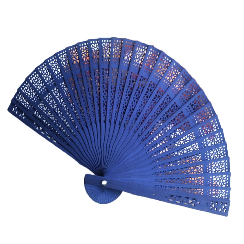 Wedding Hand Fragrant Party Carved Bamboo Folding Fan Chinese Style Wooden GA 