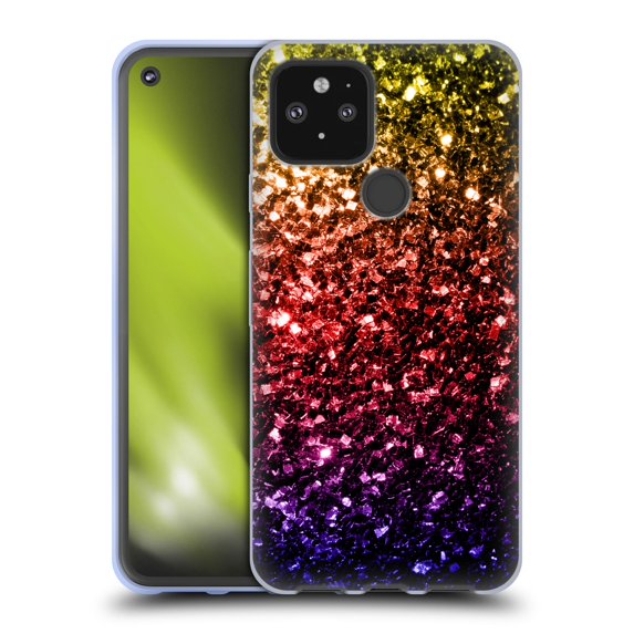 Head Case Designs Officially Licensed PLdesign Glitter Sparkles Rainbow Soft Gel Case Compatible with Google Pixel 5 5G