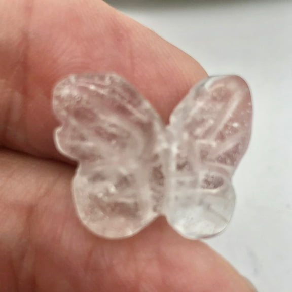 Quartz Butterfly Animal Figurine/Worry Stone | 21x18x7mm | Clear | 1 Figurine