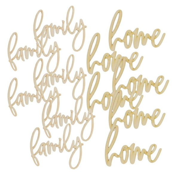 12pc Unfinished Wooden "Family" and "Home" Word Cutout Set - for DIY - Factory Direct Craft