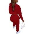 thumbnail image 2 of Women's Three-Piece Sportswear Set: Sexy Long-Sleeve Pullover Hoodie, Short Vest Top, Casual Pants Sports Set, 2 of 5