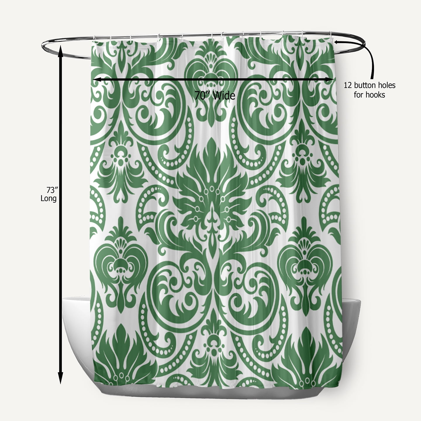 Simply Daisy 70" W x 73" L Alexys Polyester Shower Curtain, Green [1 Ct]
