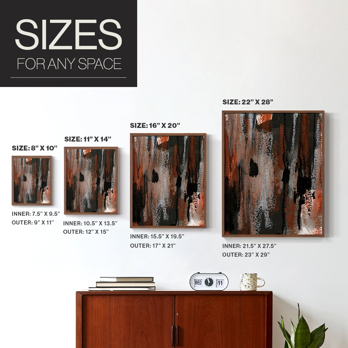 Loft Pastel VII Framed Print in Brown Solid Wood Framed Print No Nail Hanging
