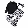 thumbnail image 2 of Tenues de Rentrée Scolaire pour Filles Saint-Valentin Hiver Filles Garçons Coton Col Rond Manches Longues Pantalon Imprimé Vache Bandeau Ensemble Trois Pièces Ensemble de Détente en Solde, 2 of 9