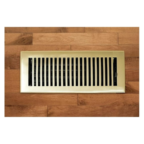 2 x 10 Cast Brass Contemporary Vent Cover with Damper - Polished Brass (Overall: 3.75 x 11.5) | Floor Register and Wall Register