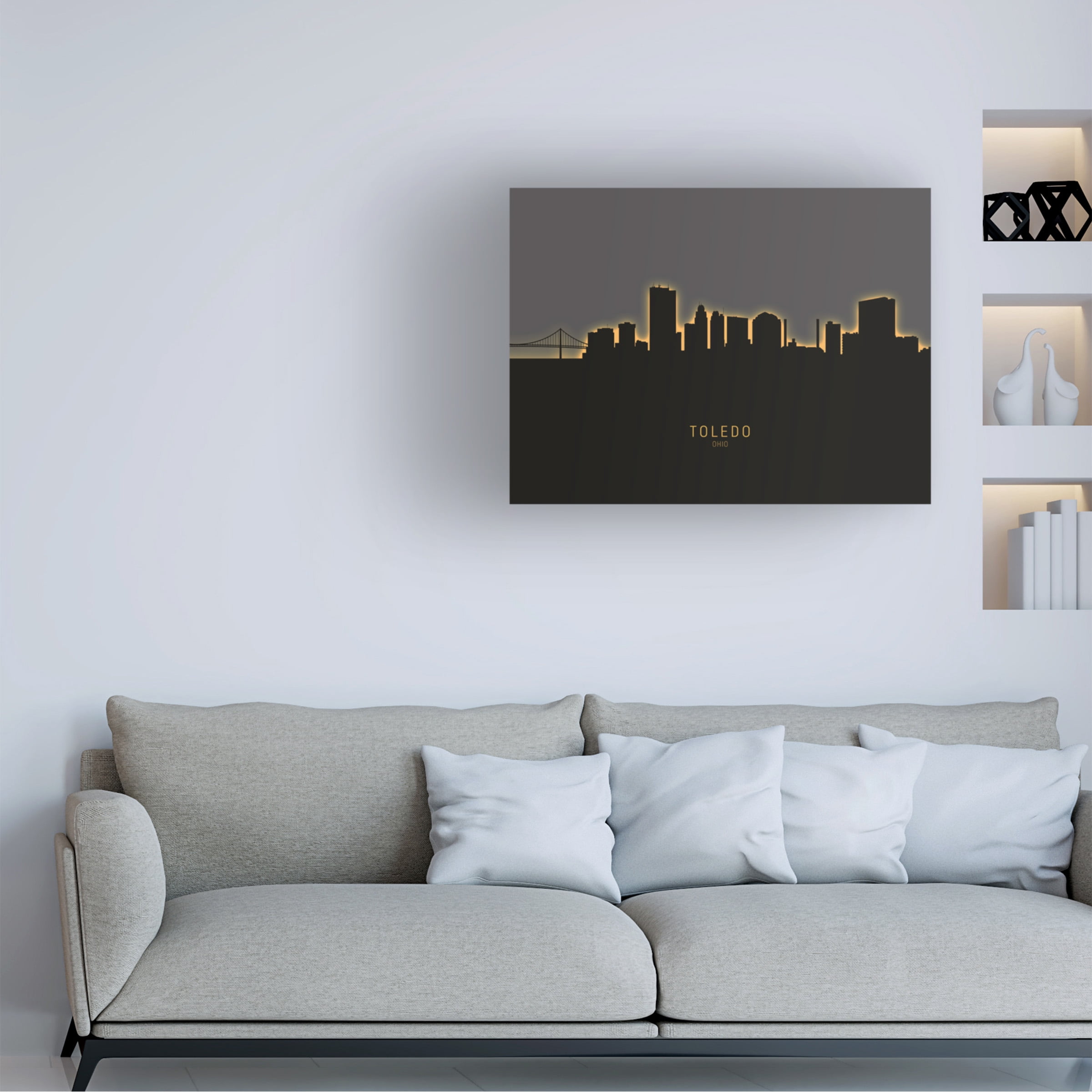 Michael Tompsett 'Toledo Ohio Skyline Glow II' Canvas Art