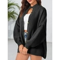 thumbnail image 3 of Women's Chunky Knit Oversized Cardigan - Button Front Coat with Lantern Sleeves for Fall/ Winter Cozy Outerwear, 3 of 5