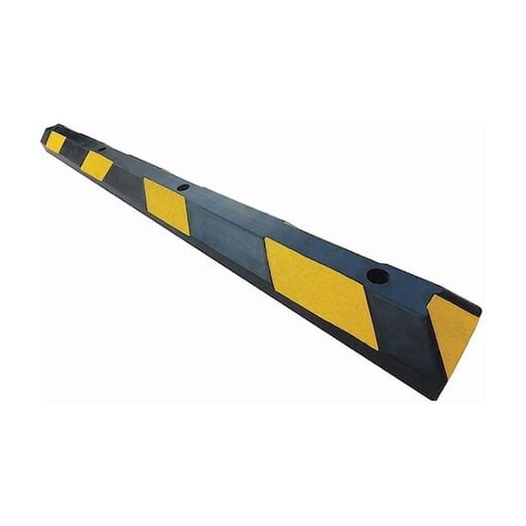 Parking Curb, Rubber, 4 in Height, 4 ft Length, Black/Yellow